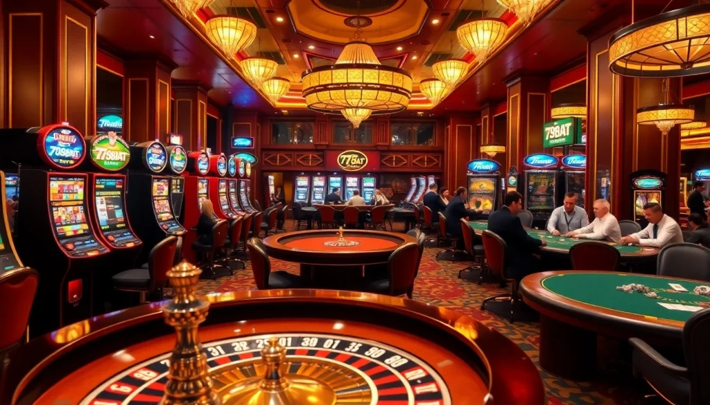Experience the thrill of winning with 789BAT at a glamorous casino, featuring roulette, slots, and high-energy players.