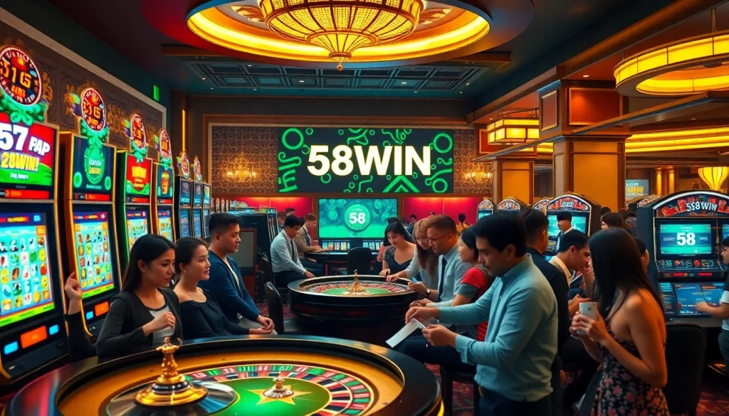 Exciting casino atmosphere showcasing players enjoying games at 58WIN.