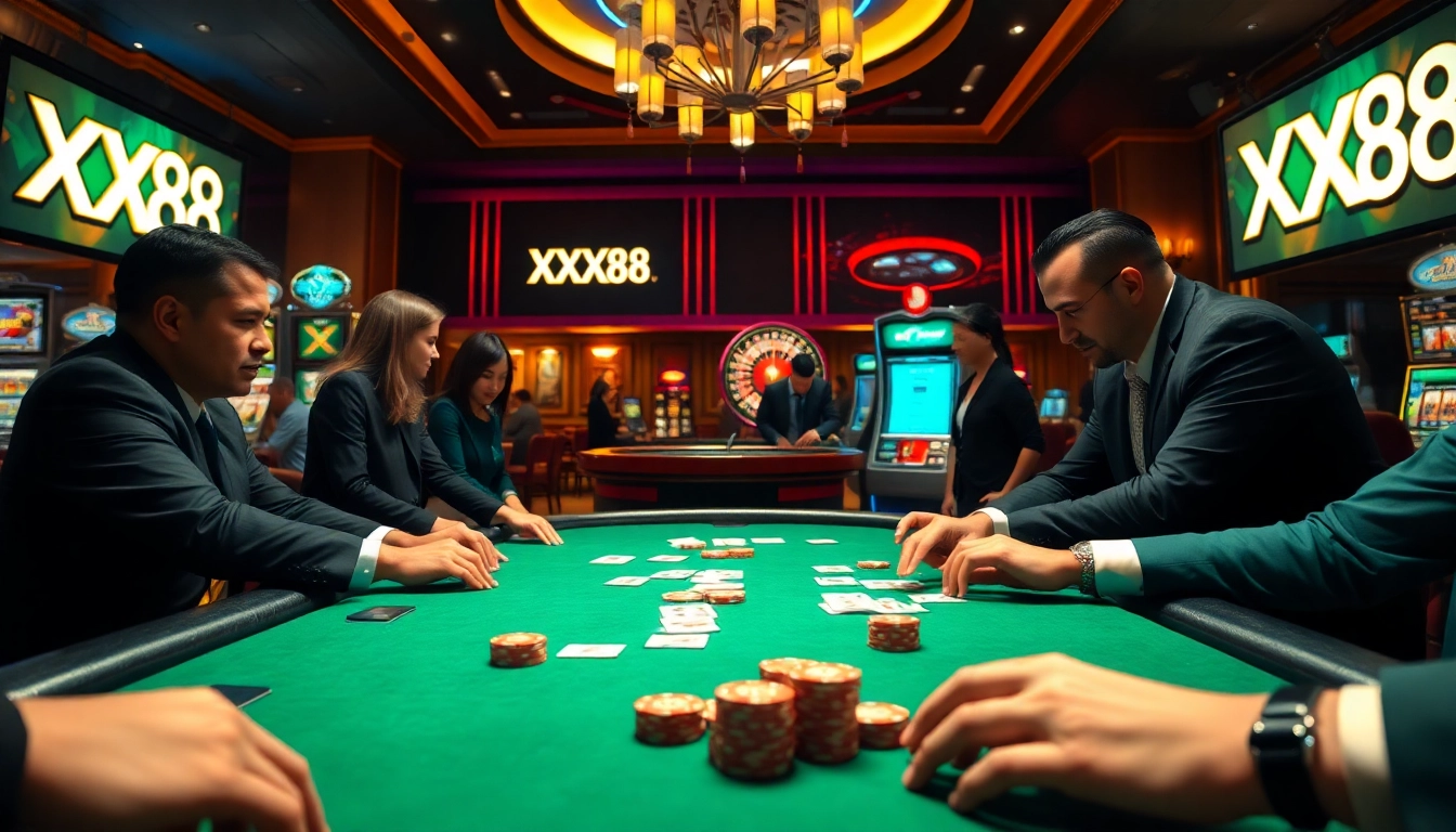 Experience thrilling poker action at XX88 Casino with high-stakes games and vibrant gameplay.